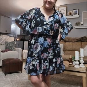 Floral Navy Dress, Vici, Large